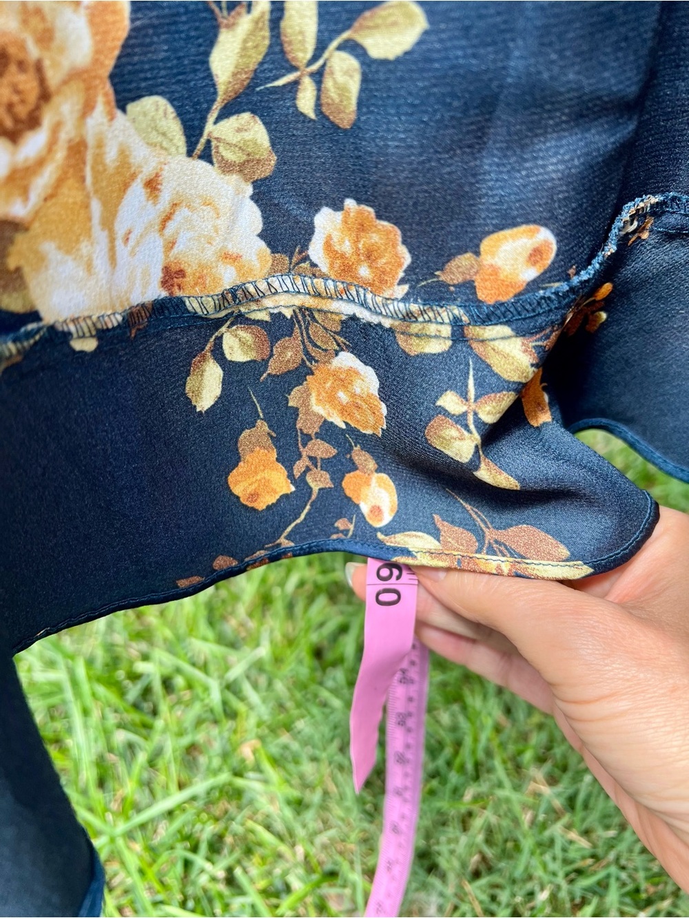 Vici Dolls Floral Satin Ruffle Halter Maxi Dress Navy Blue Flowing S Faux Wrap - Picture 13 of 16